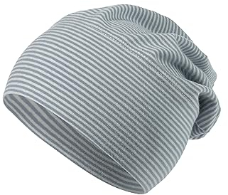 Sterntaler GOTS Beanie Ringel - Babymütze aus Singlejersey (Bio) gestreift - anschmiegsame Unisex Beanie Mütze variabel tragbar - Baby und Kinder Übergangsmütze, graublau, Größe 41
