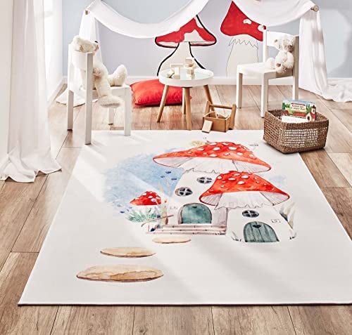 Steffensmeier Kinderteppich Tiere für Mädchen und Jungen Sweet Dreams Collection Pilzhaus, Größe: 120x170 cm
