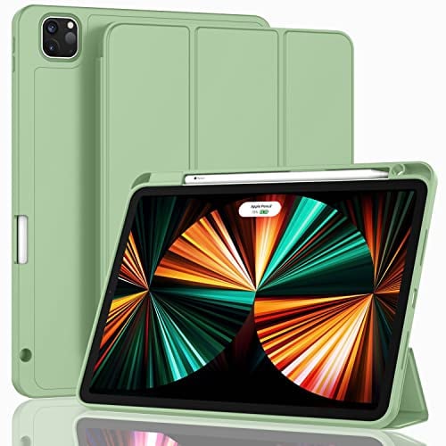 ZryXal iPad Pro 32,8 cm (12,9 Zoll) Hülle 2022/2021/2020 (6. / 5. / 4. Generation) mit Stifthalter, Smart-iPad-Hülle [unterstützt Touch-ID und automatische Wake/Sleep] mit automatischer Aufladung der