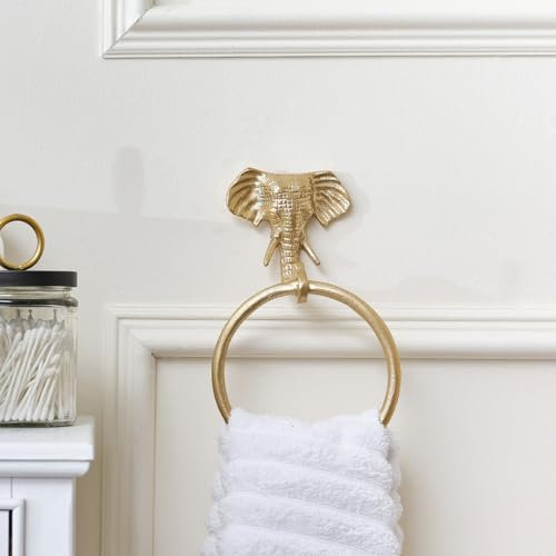 Melody Maison Metallic Gold Elephant Towel Ring