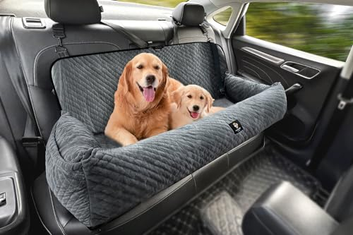 Gearking Hundeautositz für große Hunde unter 45.4 kg, Hunde-Autobett, Haustiererhöhung, Rücksitz, abnehmbar, waschbar, Reisesicherheit, nur für Auto-Rücksitz, Grau