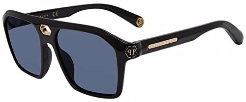 Philipp Plein Unisex SPP072M Sunglasses, 0700 Nero Lucido, 57