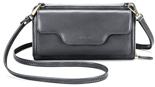 nuoku Umhängetasche Damen Klein, Tasche Damen Umhängetasche, Crossbody Bag Damen Leder mit Kreditkartenhalter