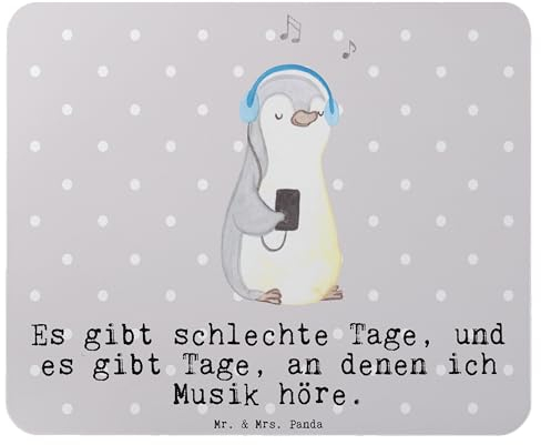 Mr. & Mrs. Panda Mauspad Musik hören - Geschenk, Lieblingssong, Computer zubehör, Schenken, PC Zubehör, Hobby, Einzigartiges Mauspad, Gewinn,