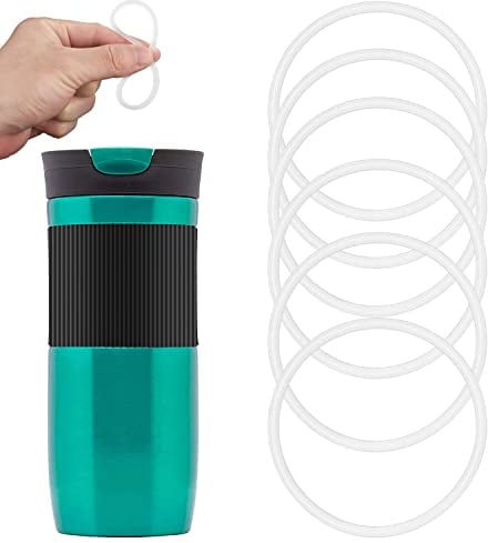 6pcs Replacement Rubber Lid Seals Compatible with 16 & 20 oz Contigo Snapseal Byron Travel Mug, Leak-Proof Rubber Seals Lid Gaskets Replacement for Contigo Mugs (Transparent White)
