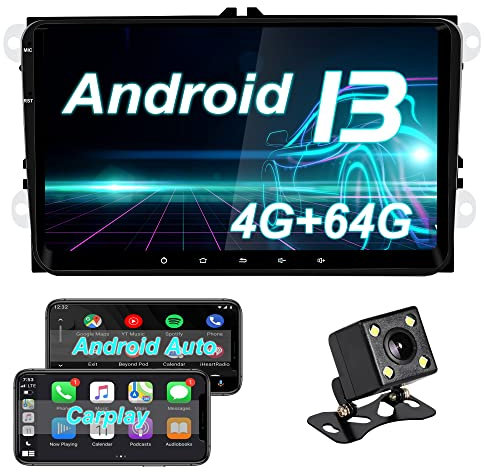 DDKUS Autoradio per VW Volkswagen Golf Polo Caddy Amarok Passat Seat Skoda Touran Tiguan, 9 Car GPS Navigation Radio Stereo Android 13 Octa Core 4GB RAM 64GB ROM Support CarPlay Android Auto