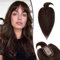 TESS Hair Topper Echthaar Braun, 7x13cm Basis Toupet Damen #2 Dunkelbraun mit Pony Haartopper Echthaar 44g 35 cm Haar Topper Clip in Haarteil Extensions