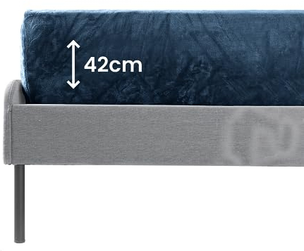 BaSaTex Boxspringbett & Wasserbett Spannbettlaken 200x220 cm in Cashmere-Touch Plüsch Flausch Qualität | 38-42 cm Steghöhe | 100% Polyester | Farbe: Blau