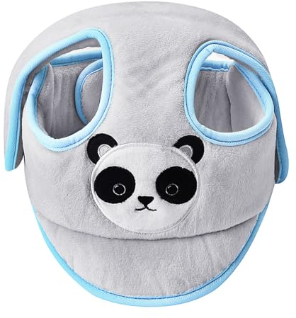 Baby Helm Schutzhelm Säugling Kleinkind Kinder Anti-Kollision Kopfschutzkappe Schutzhut Baumwolle Hut Kopfschutzmütze Verstellbarer Kopfschutz (Panda, grau)