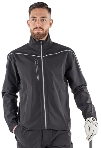 Galvin Green Mens Goretex Golf Rain Jacket, Lightweight Packable with Adjustable Chest Width, Black XX-Large