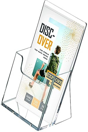 DISPLAY SALES Tisch-Prospekthalter für DIN Lang Flyer | Prospektständer Lang im Hochformat | Aufsteller Flyer aus glasklarem Acryl | 5 Broschürenständer für jeden Anlass