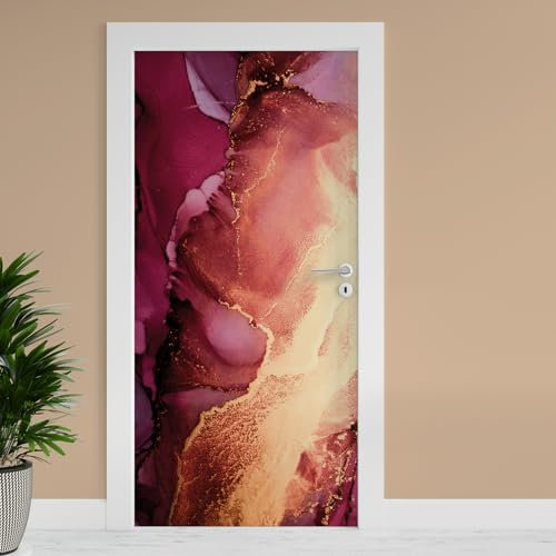 Finest Folia Türfolie 90x200 cm Türtapete Türposter Folie für Tür Wohnzimmer Kinderzimmer Küche Türaufkleber Bad Aufkleber selbstklebend TF02 (22 Marmor Lila)