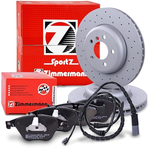 ZIMMERMANN Bremsenset Vorderachse inkl. Sport Bremsscheiben Coat Z vorne Ø 348 mm innenbelüftet und Bremsbeläge vorne mit Verschleißkontakt Kompatibel mit BMW 5er (F10) (F11), 6er (F12)(F13)(F06)