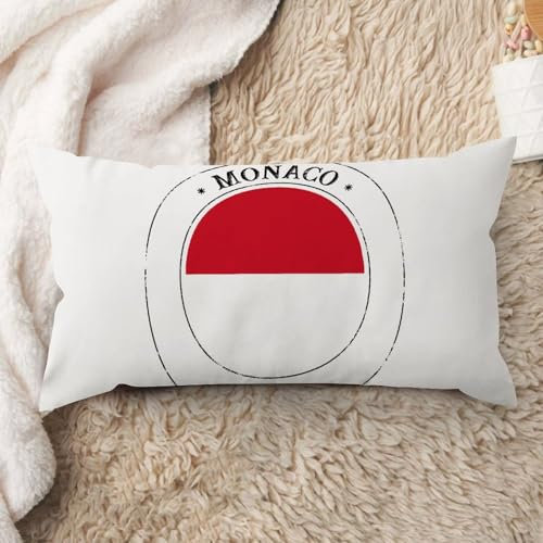 Madcolitote Kissenbezug mit Monaco-Flagge, 30,5 x 61 cm, Souvenir, Monaco-Kissenbezug, patriotischer Kissenbezug, Dekoration für Sofa, Couch, Bett, Büro, Auto