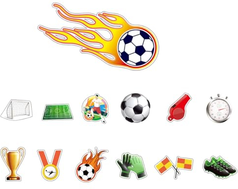 LuLiyLdJ 13 Piezas de decoración de Tarta de fútbol, Adornos de Tarta Personalizados, Decoraciones de Tarta de fútbol, Decoraciones de Tarta de cumpleaños