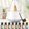 Essential Oil Diffuser Aromatherapy Diffuser with 8x10ml Essential Oils Air Fresh Aroma Scent Humidifier Diffuser with Waterless Auto-Off and LED Candle Light for Home,Bedroom,Office,Yoga White