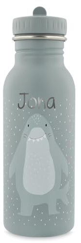 Personalisierte Trinkflasche aus Edelstahl von Trixie Baby Gravur des Namens (Hai, 500 ml)