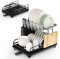 BTGGG 2 Tier Dish Rack Collapsible Dish Drainer Rack with Drip Tray, Large Draining Board Rack Sink Drainer Rack with Swivel Drainage Spout, Utensil, Cup & Cutting Board Holder for Kitchen Counter