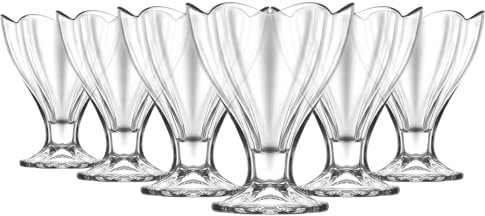 LAV 6x Clear 250ml Lily Glass Ice Cream Bowls - Small Mini Kitchen Fruit Salad Sundae Trifle Dessert Cocktail Pudding Serving Cup Dishes Set
