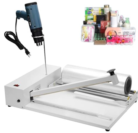 ROGHA Schrumpffolienmaschine, Folienversiegelungsmaschine, mit 1800-W-Heißluftpistole und Schrumpffolie für PVC-POF-Folie, Plastiktüten,45cm