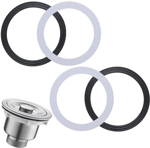 4PCS 110mm Sink Plug Rubber Seal O-Ring Sink Seal Washer Rubber O Ring Sealing Gasket Washers for Bathroom Washer Basin Toilet Drain Kitchen Sink Basket Strainer Waste Black White 2 Set