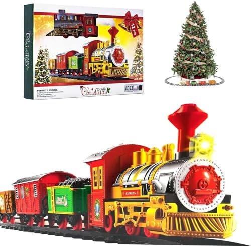 Niumowa Tren Juguete para Niños Clásico, Tren de Navidad Electrónico DIY, Ferroviarias, con Luces y Sonidos, Regalos para Niños