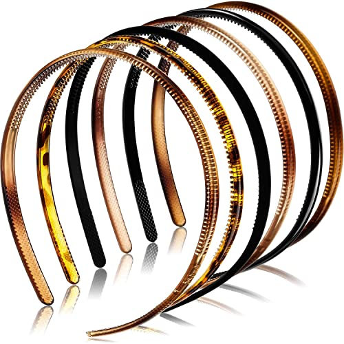 SHSHbuy Bandeau Peigne De Dents,6 Pièces Bandeaux Unis En Plastique Serre-Tête Cheveux Avec Dent,Bandeau Élastique Antidérapant,Unisexe Bandeau Bricolage pour Femmes Filles