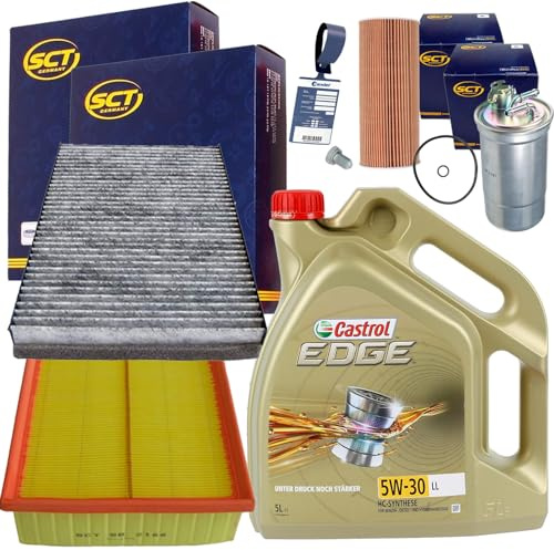Filter Set Inspektions Paket 5W30 1.9+2.0 Tdi | SH420P+SB2166+ST775+SAK135+5L Edge Fst LL Kompatibel mit A4 B6 (8E2),A4 B6 Avant (8E5),A4 B7 (8EC),A4 B7 Avant (8ED),A4 B7 Ca