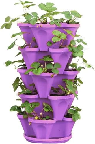 Jardineras Verticales de Fresa Tower Garden Jardinera apilable de 6 Niveles Jardineras apilables para Hierbas y Vegetales Cultivo en Interiores y Exteriores de una Variedad de Fresas en el b