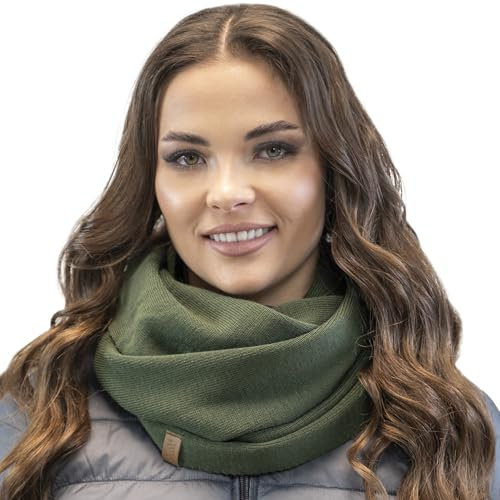 VIVISENCE Damen Winter Loop-Schal Eleganter Wärmendes Warmem Garn Vielseitig Winterschal Frauen Eleganten Doppelt Um Den Hals Tragbar Perfekt Kalte Wintertage Modell 7106, Grün,Einheitsgröße