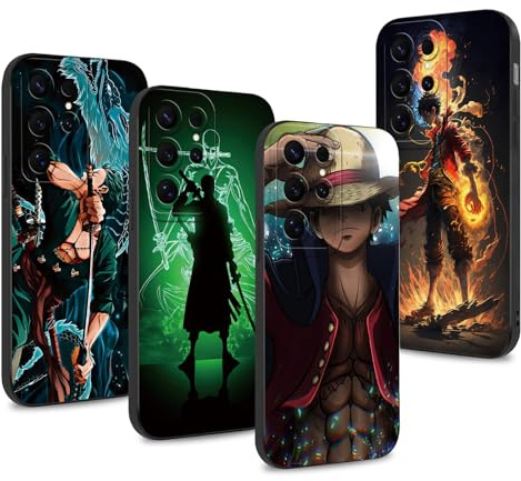 PBNDJVG 4 Stück Handyhülle für Samsung Galaxy S25 Ultra 5G Hülle 6.8'' Anime Luffy Zoro Gear 5 Sun God Nika Manga Muster Design Case Kameraschutz Schutzhülle TPU Silikon Weich Ultra Dünn Cover