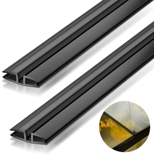 Landical 2 Pcs PVC Piano Style Living Hinge 39.37 Inch Each PVC Living Hinge for DIY 3-5mm Glass Acrylic and More Material Replacement Repair, No Screws or Glue (Black)