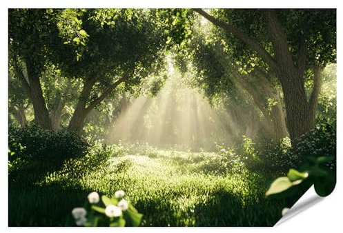 islandburner Prime XXL Bild Poster Sonnendurchfluteter Waldweg Premium Bilder Fotodruck