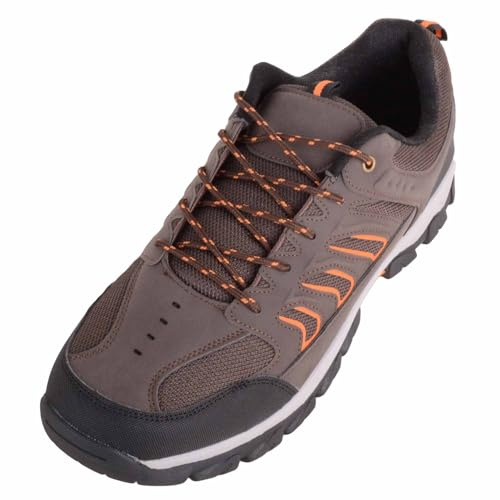 ABSOLUTE FOOTWEAR Mens Lace Up Wide Fitting Hiking Walking Trainer - Brown - UK 8 / EU 42