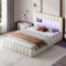 YGHQAP Bubble Bett 160x200, Polsterbett 160x200 Mit Bettkasten, Doppelbett Mit LED Und Steckdosen, Hydraulisch Stauraumbett, Jugendbett Flachbett Bettgestell, Leinen, Ohne Matratze