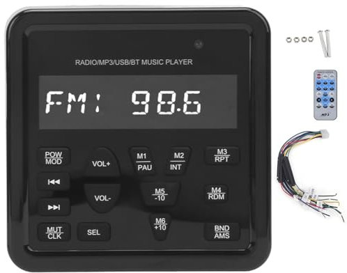 Brilluxa Radio Marina, Receptor Marino Y Autoestéreo Náutico Bluetooth MP3 USB IP66, Entrada AUX/SD, Montaje En Tablero, Para Barco, Lancha Y Autocaravana