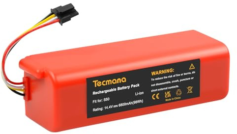 Tecmana Batteria di ricambio 14,4 V 6800 mAh per Xiaomi Roborock S5 S50 S51 S55 S6 S7