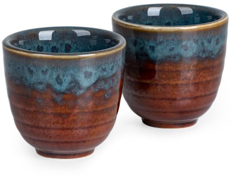 Tacuhy Ceramic Japanese Tea Cups, 5 oz Tea Cup, Asian Teacup, Teacups, Set of 2 (Peacock Tail, 2 pcs)