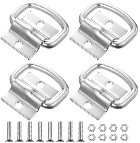 4 Set D Rings Heavy Duty Tie Down Anchors, Tie Downs Ring Hook Lashing Rings, Mounting Lashing Eyelets for Securing Loads in Cars Trailer Truck Motorcycle Boat Cargo Van Kayak Anchors Hooks