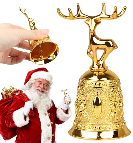 Handglocke Weihnachten, Metall Weihnachtsglocke, Geweih Weihnachtsglocken, Weihnachtsglöckchen für Weihnachtsdekoration, Restaurant, Service, Hochzeit, Haustiertraining, Schule Glocke