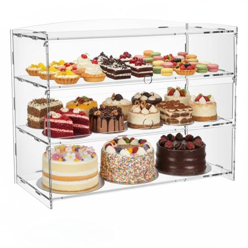 3-stöckige transparente Thekenvitrine für Bäckereien
