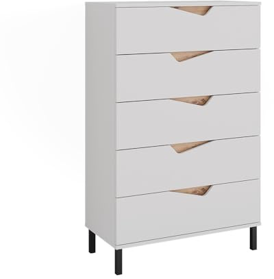 Vicco Kommode Marelle, Weiß/Artisan, 76 x 120 cm | mit 5 Schubladen, geeignet zur Aufbewahrung von Kleidung und Alltagsgegenständen