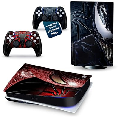 UtmostXP Autocollant PS5, vinyle protecteur PS5 standard, Skin adhésif Play 5, autocollant pour console et manette PS5, coque PS 5, accessoire Play 5 (Spider Bleu Standard Disque)