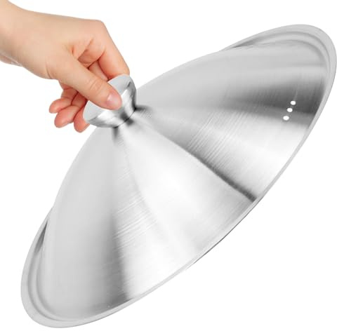 Angoily Couvercle en Acier Inoxydable Épais 34-36 CM Couvercle de Casserole et Poêle en Métal Finition Sablée Compatible Marmites et Woks Usage la Cuisine Maison