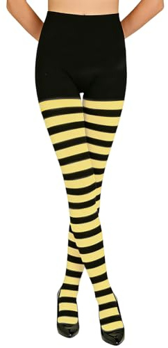 XDGBGFN randiga strumpbyxor dam, randiga strumpbyxor damfötter randiga ogenomskinliga strumpor för karneval halloween temafester