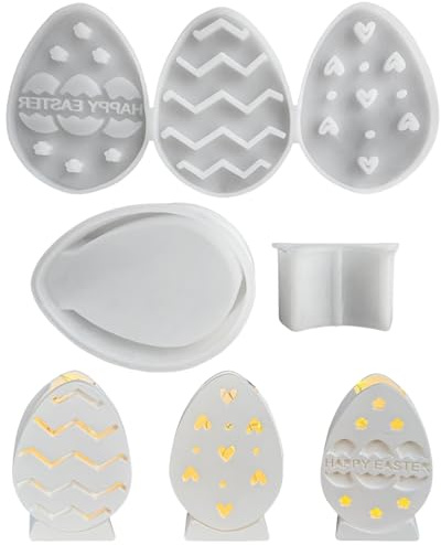 Skeadex Silikonformen Gießformen Ostern, 4 Stück Silikonform Ostereier Vase Silikonform Ostern Gießform Geldgeschenke Gießformen Silikon Ostern Silikonformen Frühling Giessform Ostereier (A)