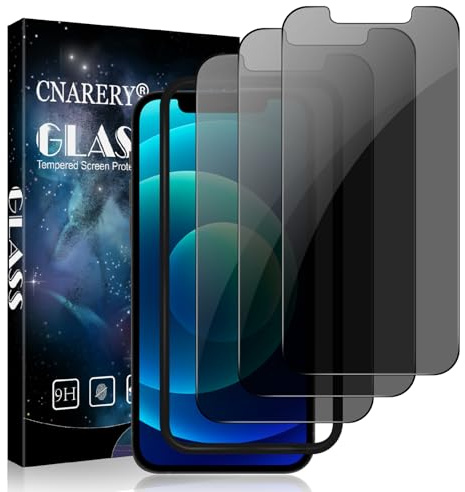 Cnarery 3 Pack for iPhone 12/12 Pro Privacy Screen Protector, Anti-Scratch 9H Hardness Scratch Resistant Case Friendly, Anti Spy Tempered Glass Film With Installation Frame