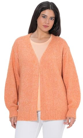 Ulla Popken Damen große Größen Übergrößen Plus Size Strickjacke, offene Form, Langarm, recycelt pfirsich 42+ 848268650-42+