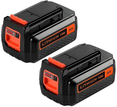 High Capacity Compatible With Black+Decker 36V Li-Ion Garden Tool Battery 4000mAh For LST136 LST420 LST220 LST400 CST1200 LBXR36 BL2036(2PCS Batteries)