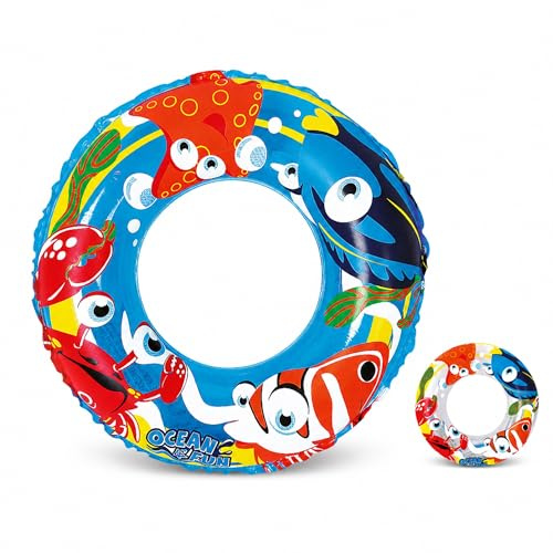 NAVOYS Kids Inflatable Swim Ring 50cm – Ocean Themed Pool Float Ring for Children & Toddlers – Lightweight PVC Swimming Tube with Colourful Sea Creature Design for Pools, Holidays, Paddling Pools